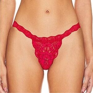 We Are HAH T String Me A Thong Lace Panty Siren Red Size L NWT